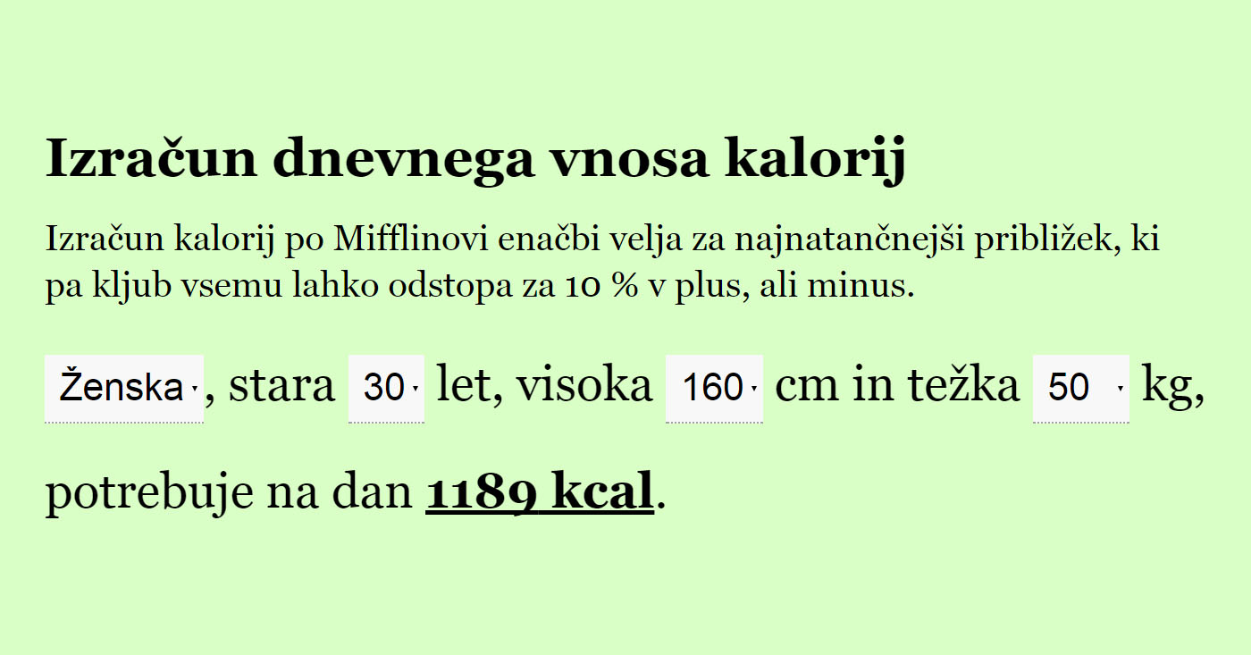 Koliko energije (kalorij) na dan potrebujete